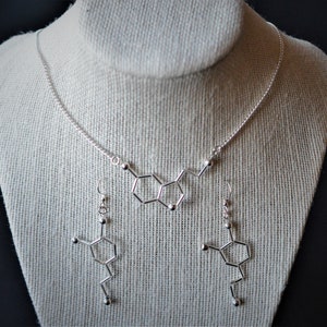 Biolojewelry Dopamine Earrings and Serotonin Necklace Set Biology Chemistry Psychology Jewelry image 2