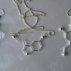 Biolojewelry Dopamine Earrings and Serotonin Necklace Set Biology Chemistry Psychology Jewelry image 3