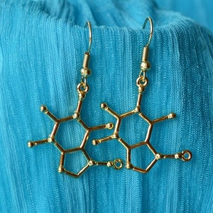 Biolojewelry Caffeine Molecule Science Biology Chemistry Earrings image 1