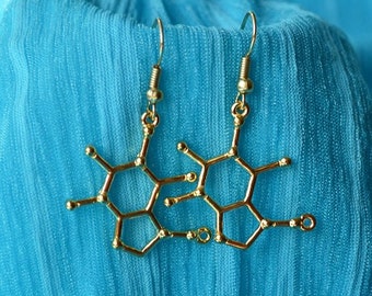 Biolojewelry - Caffeine Molecule Science Biology Chemistry Earrings