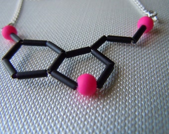 Biolojewelry - Matte Black and Neon Pink Serotonin Necklace