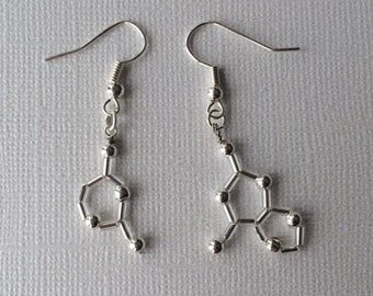Biolojewelry - Asymmetrical DNA Base Pair Earrings - Guanine & Cytosine - Science Biology Chemistry Theme