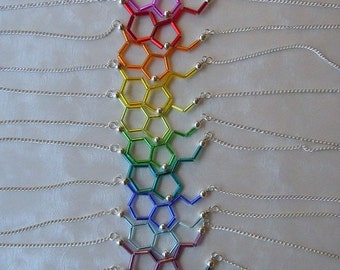 Biolojewelry -Pick A Color -Custom Serotonin Molecule Neurotransmitter Necklace Science Biology Psychology Theme