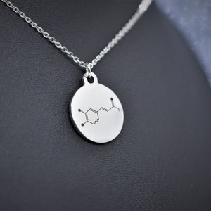 Biolojewerly -  Stainless Steel Dopamine Love Neurotransmitter Molecule Science Biology Chemistry Psychology Necklace