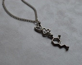 Biolojewerly -  Dopamine Neurotransmitter Heart Love Molecule Necklace