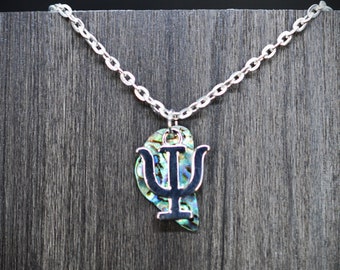 Biolojewelry - Psi Symbol with Abalone Shell Psychology Necklace