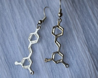 Biolojewelry -Resveratrol Wine Molecular Structure Science Biology Chemistry Theme Earrings