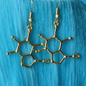 Biolojewelry Caffeine Molecule Science Biology Chemistry Earrings image 2