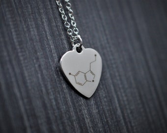 Biolojewerly -  Stainless Steel Serotonin Neurotransmitter Molecule Science Biology Chemistry Psychology Necklace