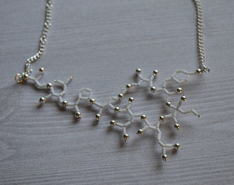Biolojewelry - Matte White Oxytocin Molecule Statement Necklace Biology Chemistry Psychology Theme