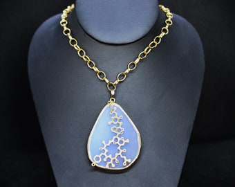 Biolojewelry - Oxytocin Opalite Biology Chemistry Psychology Science Statement Necklace