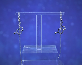 Biolojewelry - Serotonin Neurotransmitter Molecule Psychology Threader Earrings