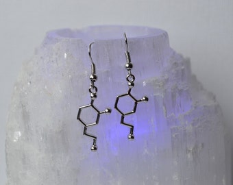 Biolojewelry - Dopamine Neurotransmitter Molecule Earrings
