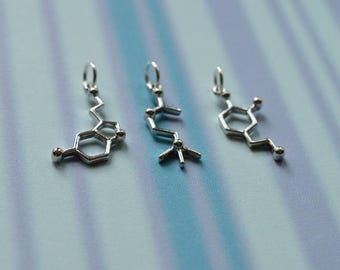 Biolojewelry - Pick ONE - Serotonin Dopamine or Acetylcholine Molecule Neurotransmitter Science Biology Chemistry Charm