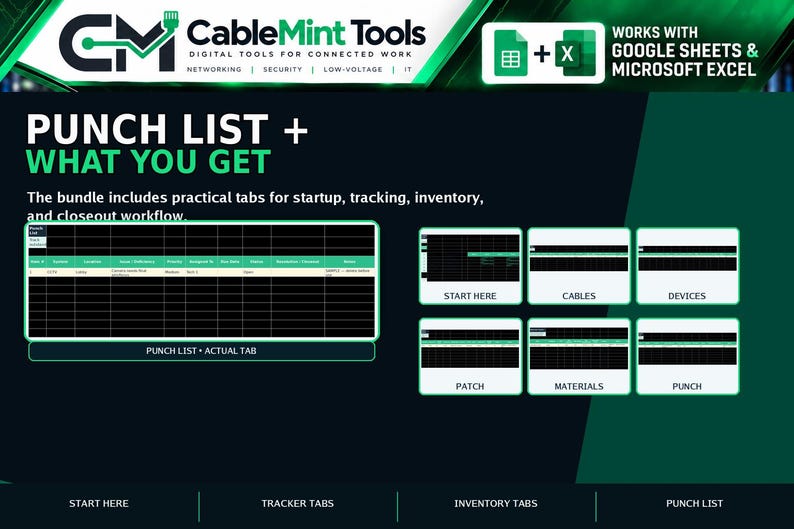 List Tools Document Example Low Voltage Cable Tracker Spreadsheet | Cable & Device Documentation ...