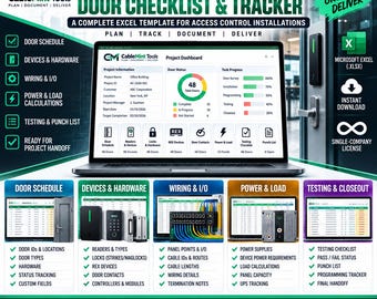 Checklist voor toegangscontrole | Deurschema, lezer, slot en REX Excel-tracker | Sjabloon voor beveiligingsinstallatie