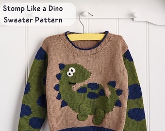 Stomp Like a Dino Sweater Knitting Pattern, DOWNLOAD
