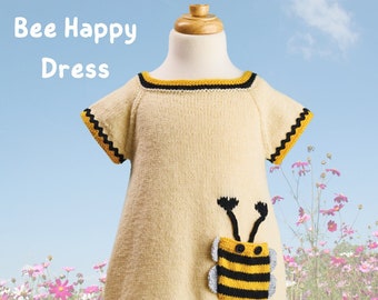 Bee Happy Dress, knitting pattern DOWNLOAD