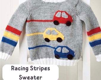 Racing Stripes, Car Sweater Knitting Pattern DOWNLOAD