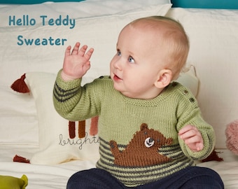 Hello Teddy Sweater Knitting Pattern Download