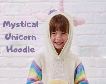 Kids Mystical Unicorn Hoodie Knitting Pattern DOWNLOAD