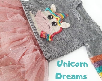 Little Unicorn Sweater Knitting Pattern DOWNLOAD