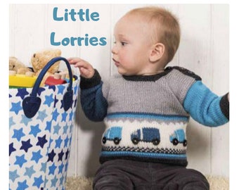 Little Lorries Baby Sweater Knitting Pattern DOWNLOAD