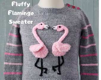 Fluffy Flamingo Sweater Knitting Pattern DOWNLOAD
