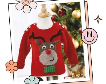 Little Rudolph Baby Reindeer Intarsia Christmas Jumper Knitting