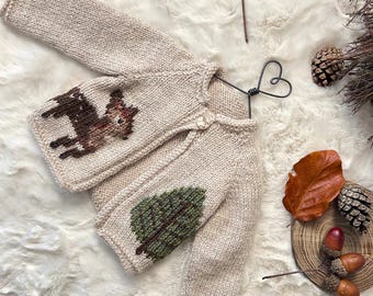 Baby Deer Cardigan Knitting Pattern | Intarsia Baby Knitting | DK | Sizes 0-3m to 2-3 Years | PDF