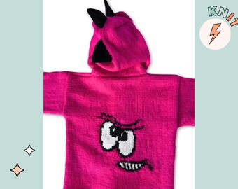 Knitted Monster Hoodie Cardigan Pattern: Kids Halloween Costume (PDF Download)