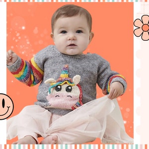 Little Unicorn Jumper, Baby Sweater Knitting Pattern - Baby shower gift, - DOWNLOAD