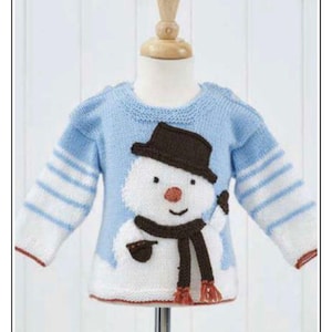 Baby Snowman Christmas Jumper Knitting Pattern- Humphrey, Intarsia PDF Download