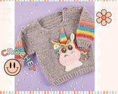 Little Unicorn Sweater, Crochet Baby Jumper Pattern - Download