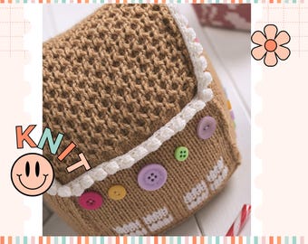 Gingerbread House, Knitted Christmas Decoration Doorstop Knitting Pattern - Download