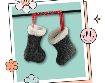 Santa Boots Christmas Tree Decoration Knitting Pattern, Tree Bauble Ornament - Download