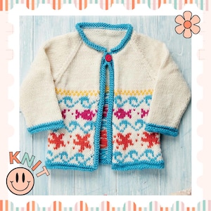 Under the Sea Simple Baby Cardigan, Nautical Baby Sweater Knitting Pattern - Download