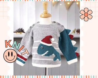 Baby Dinosaur Christmas Jumper, Mix & Match Santa Saurus Sweater Knitting Pattern -  PDF Download