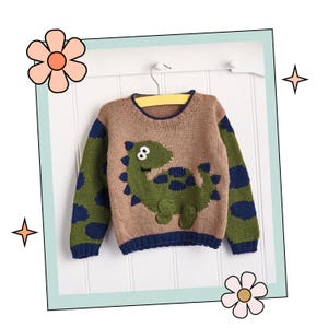 Stomp Like a Dinosaur Jumper Kids Jumper, Dinosaur Sweater Knitting Pattern, DOWNLOAD