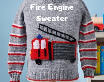 Call The Brigade Fire Engine Sweater Knitting Pattern DOWNLOAD