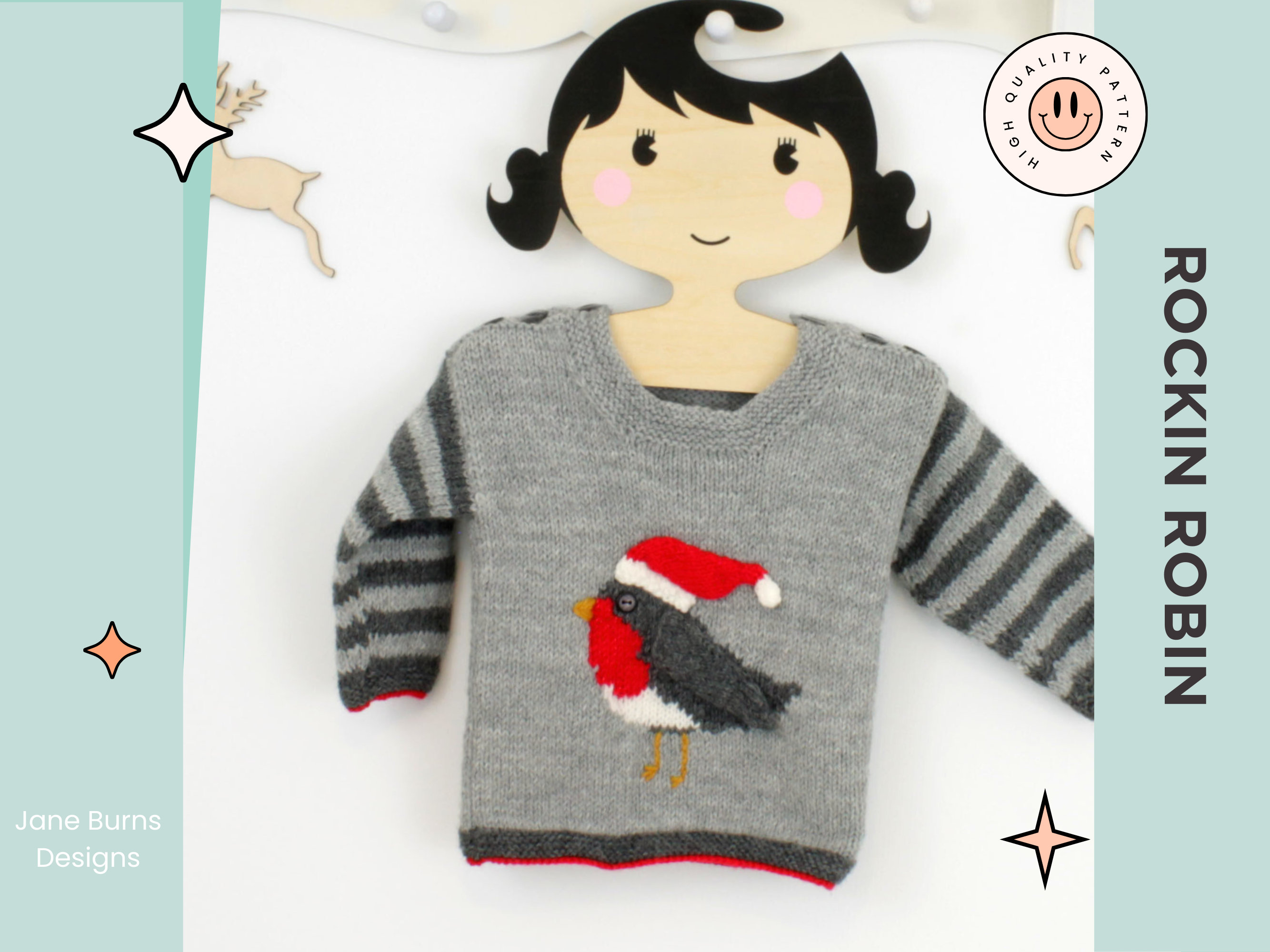 Rocking Robin Pattern Rockin Robin Baby Christmas Jumper Knitting Pattern (digital Download ...