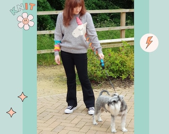 Unicorn Sweater Knitting Pattern, Adult Rainbow Pullover (Download)