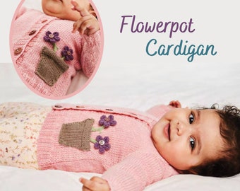 Baby Flowerpot Pocket Cardigan Knitting Pattern DOWNNLOAD