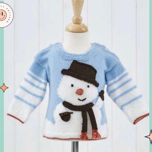 my first christmas jumper, baby christmas jumper with snowman intarsia motif wearing a top hat and scarf, christmas sweater for baby jane burns