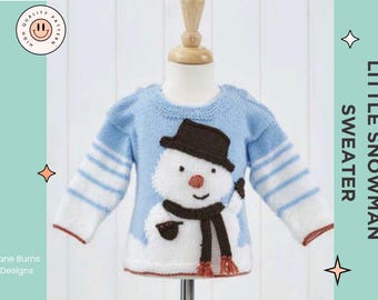 Little Snowman Baby Sweater, Simple Christmas Jumper Pullover Knitting Pattern (PDF Download English)