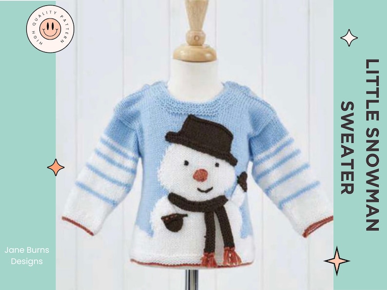 my first christmas jumper, baby christmas jumper with snowman intarsia motif wearing a top hat and scarf, christmas sweater for baby jane burns