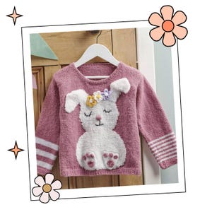 Kids Bunny Toes Sweater Knitting Pattern, Childs Easter Jumper Knitting pattern - DOWNLOAD