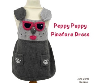 Peppy Puppy Pinafore Dress Knitting Pattern DOWNLOAD