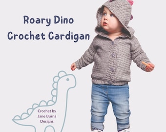 Roary Dino Cardigan Crochet Pattern DOWNLOAD