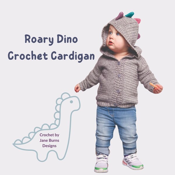 Roary Dino Cardigan Crochet Pattern DOWNLOAD